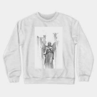 Aesthetic Greek Roman Classic beautiful statue love romantic architecture sketches black and white Crewneck Sweatshirt